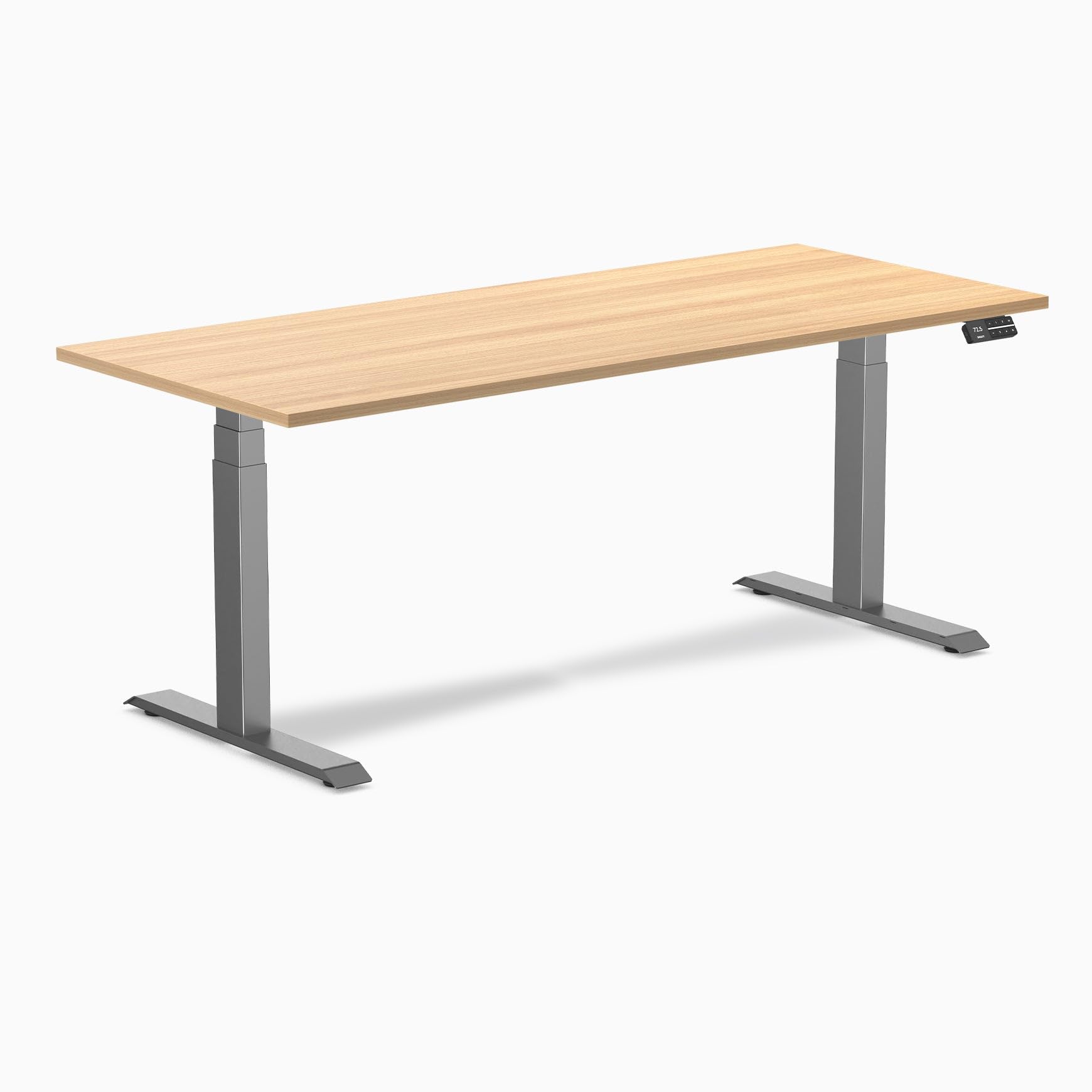 Desky Dual Laminate Sit Stand Desk Sublime Teak 70.9" Space Gray