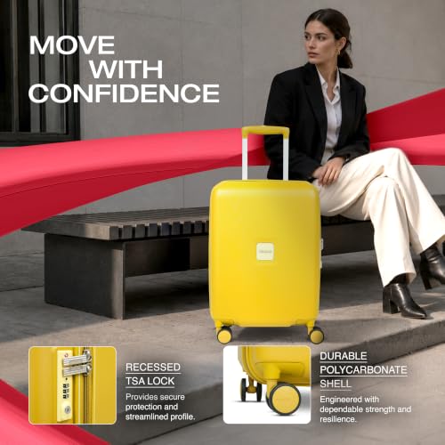 Image of American Tourister Zenrix | Cabin Trolley Bag (55 cm) | 360 8 Wheel Travel Luggage | Hard Case Polycarbonate Suitcase | Recessed TSA Lock | Yellow & Pale Yellow
