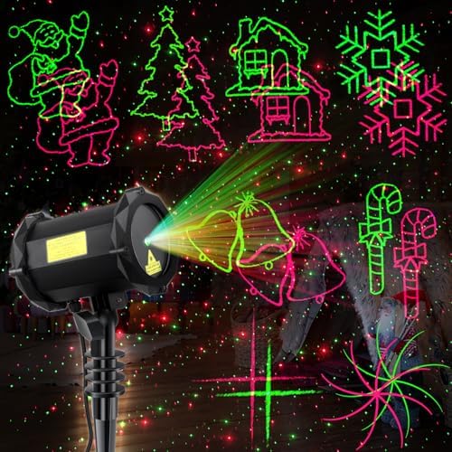 Poeland Proyector de luz láser de Navidad con 18 patrones