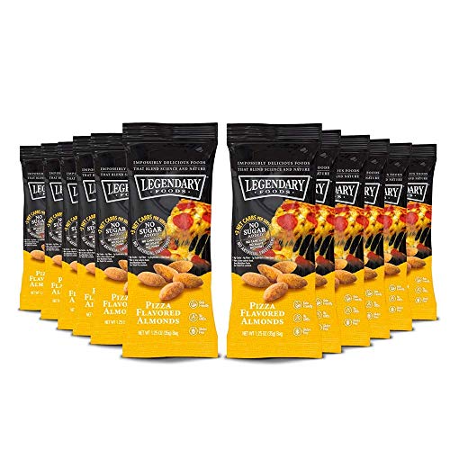 Legendary Foods Pizza Flavored Almonds | Keto Friendly Low-Carb Snacks | High Protein, Fat, Potassium & More | Ideal Gluten Free Snacks for Post-Workout or Keto Diet (1.25oz, Pack of 12)