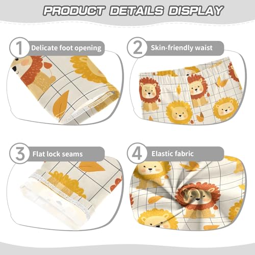 Yellow Lion Checkered Print Girls Leggings Soft Stretch Workout Yoga Dance Pants for Kids Casual Tights3