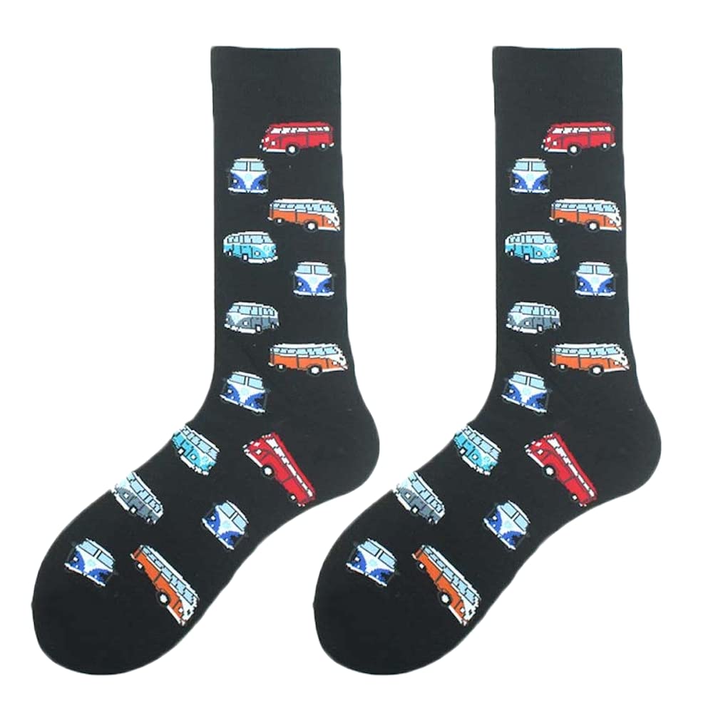 EZBMen's Patterned Crew Socks | One Size | (Campervan Black)