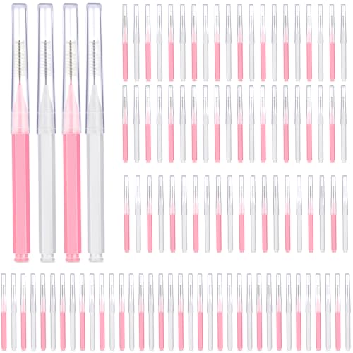 Image of Patelai 100 Pieces Braces Dental Brush for Cleaner Interdental Toothpick Dental Tooth Flossing Head Oral Hygiene Flosser Toothpick Cleaners Tooth Tool(White, Light Pink,Multiple Sizes)