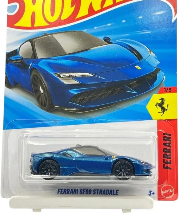 Funtique HW's Ferrari SF90 Stradale Die-Cast Toy Car, Blue, 1:64