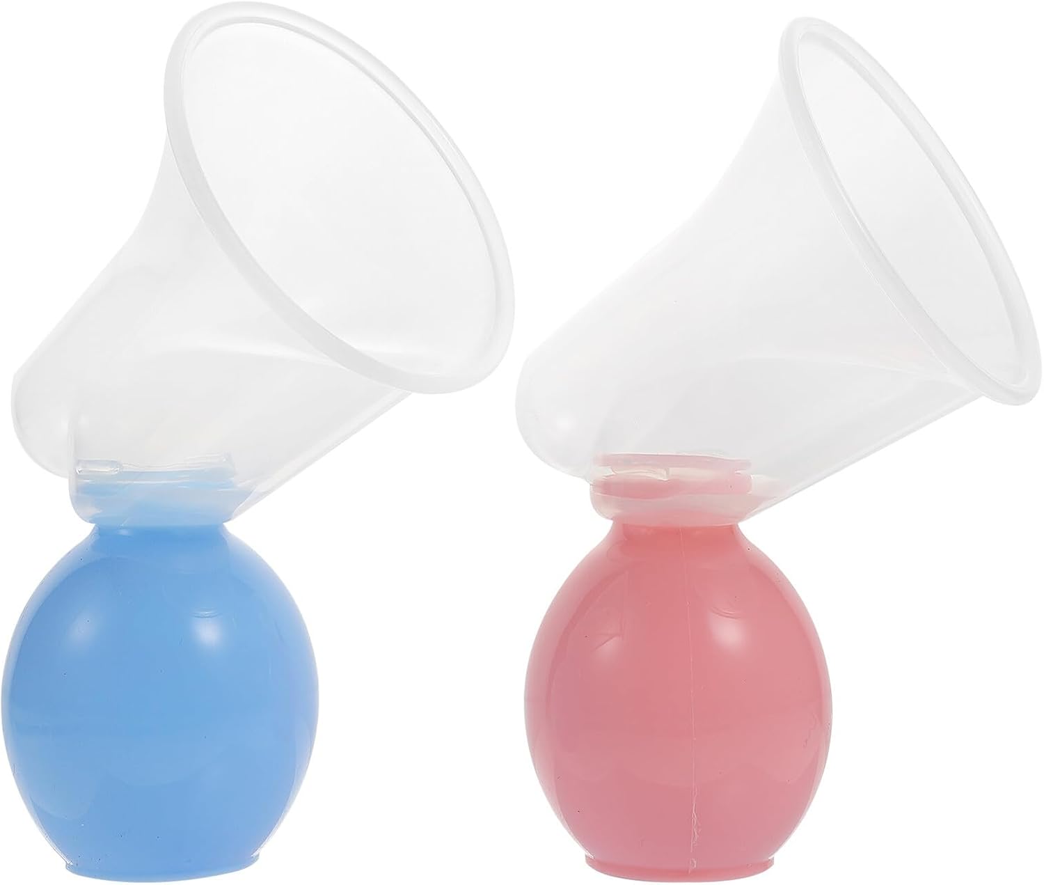 YARNOW Manual Breast Pump Set for Nursing Mothers, Portable 2pcs Suction Breastmilk Booster with Soft Silicone Flange, Handheld Breastfeeding Pump for Postpartum Milk Supply (Pink Blue)