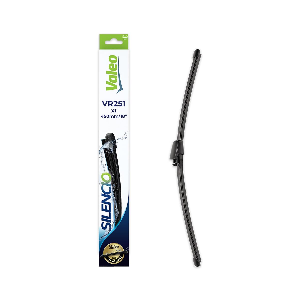 VALEO Silencio Essuie-glace - VR251 Balai d'Essuie-glace Plat 450 mm de Haute Performance, Visibilité Supérieure à 360 Degrés -