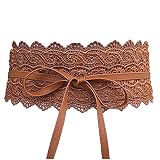 Hello My Life&Apparel Women's Lace Waist Belt Bow Tie Wrap Around Soft Leather Boho Corset Fashion E