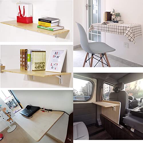 Table murale pliable petit espace bureau bois massif table rabattable - 6
