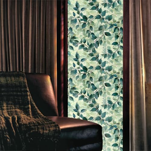 Vinilo decorativo ventana hojas acuarela 15.7x118 pulg miniatura 2
