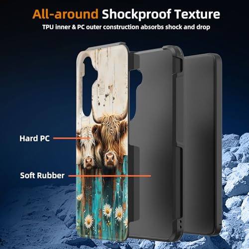 GFEWYTJYJ for Galaxy A16 5G Case,[10 FT Military Grade Drop Protection] Non-Slip Heavy Duty Shockproof Phone Case for Samsung Galaxy A16 5G 6.7 Inch 2024,Highland Cow with Daisy Floral - image 7