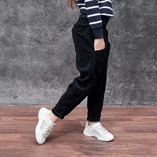 Toddler Girls Fleece Thick Pants Solid Color Soft Autumn Casual Trendy Warm Pants Elastic Waist Baggy Trousers3