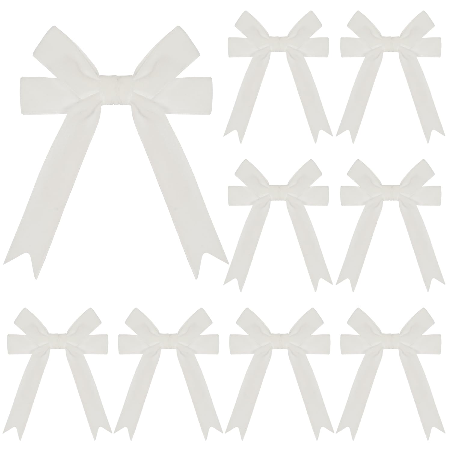 Kunjocy 10 Pcs Flannel Christmas Bows, Velvet Double Christmas Bows Christmas Tree Ornaments Bows Christmas Wreaths Bows for Xmas Garland Home Holiday Party Gift Wrapping (White)