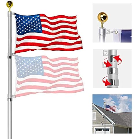 OUTNEE 25FT Flagpole Telescoping Flag Pole Kit Extra Thick Aluminum Flagpole Fly 2 Flags, Outdoor In Ground Flagpole with 3x5FT American Flag for Outside Yard/Residential/Company Cover
