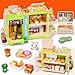 Pupu Pig Kids Grocery Store Playset, Fun Play Store with Realistic Cash Register Toy, Scanner, Play Food, Coffee Maker, Play Money & Credit Card, Preschool Toys for Girls Boys Birthday Gifts 3+