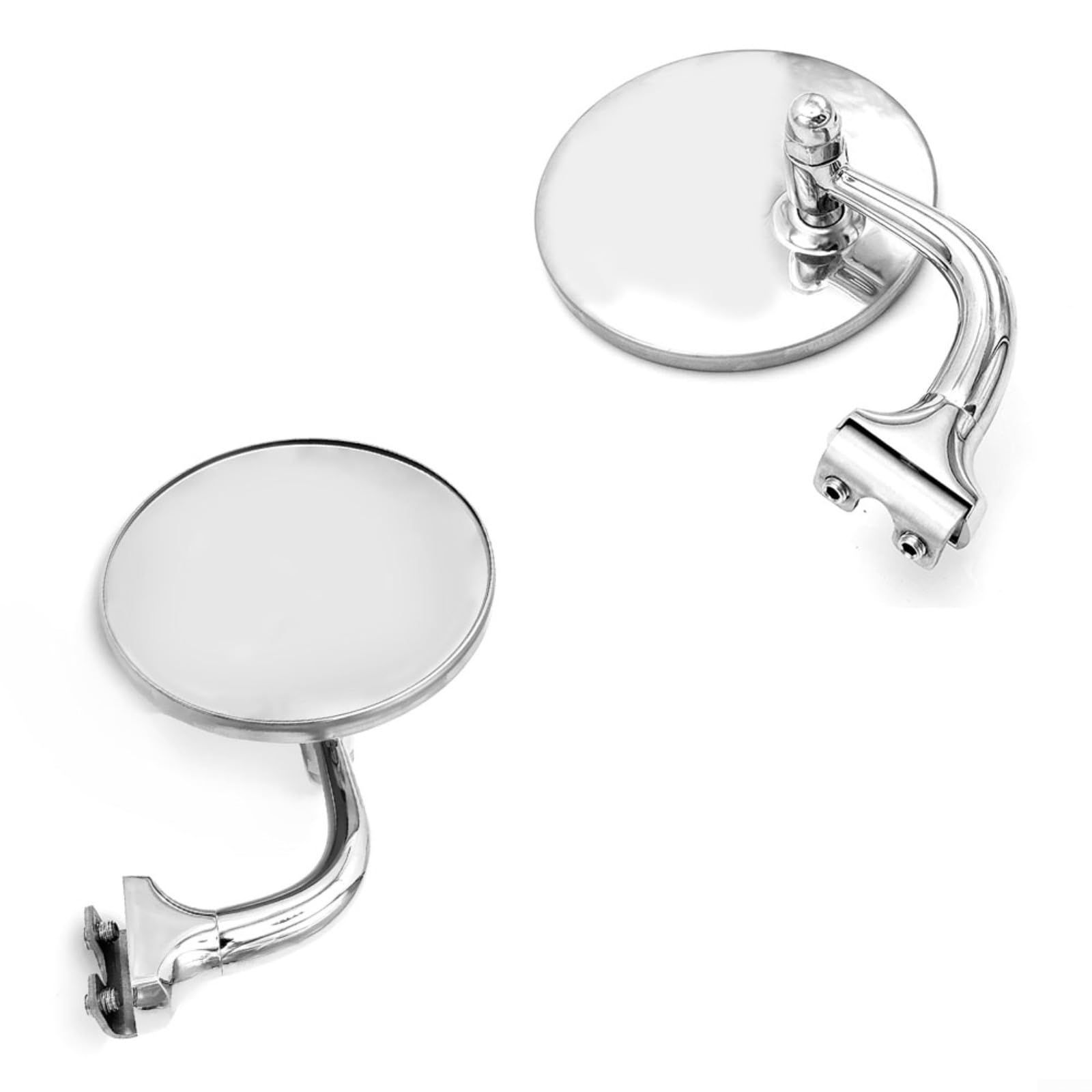 2 Pezzi Specchietti Laterali Vintage Rotondo Argento Retro Specchietto Retrovisore per Auto Classiche Montabile 11x6,5x11cm