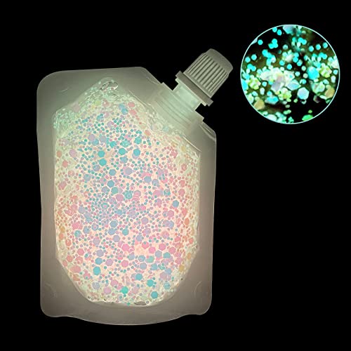 Meicoly Glow In The Dark Body Face Glitter Gel,Luminous Halloween Sequins Chunky Glitter, Self-Adhesive Neon Uv Blacklight Glitter For Body Face Hair Festival Sparkling Body Glitter For Women,Pink #TOP7