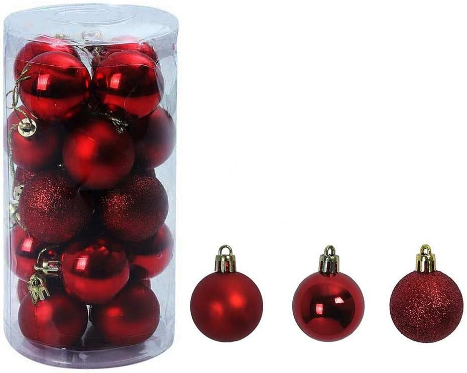 Yatai Pack of 24 Pcs Christmas Holiday Baubles Ornaments For Christmas Decorations With Hanging Loop Ornaments For Home Christmas Tree Decoration Festival Ornaments Shatterproof Balls (Red)