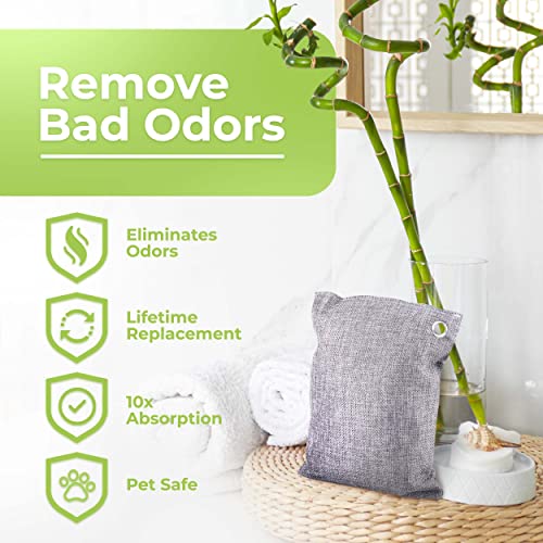 BASIC CONCEPTS Charcoal Bags Odor Absorber (4x200g), Eliminate Odors Naturally with Bamboo Charcoal Air Purifying Bags for Car, Home, Closet, Shoe Deodorizer Odor Eliminator Smoke Freshener Remover - Thumbnail 2