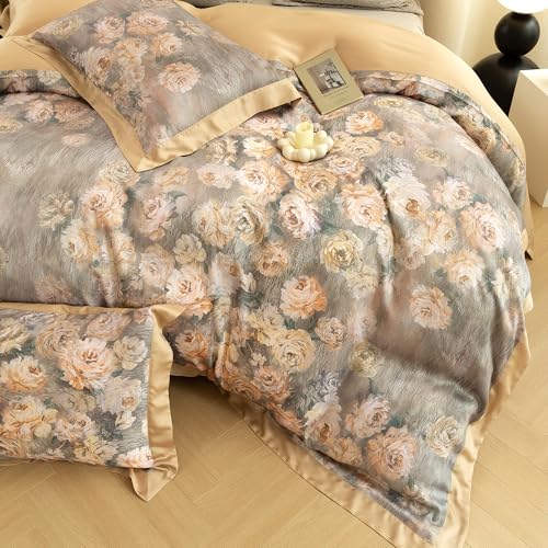 ECOCOTT Bedding 3-Piece Duvet Cover Queen Size – Silky Soft 100% Lyocell, Cooling & Breathable for Hot Sleepers, Ultra-Smooth with Modern Feathered Pattern, Moisture-Wicking