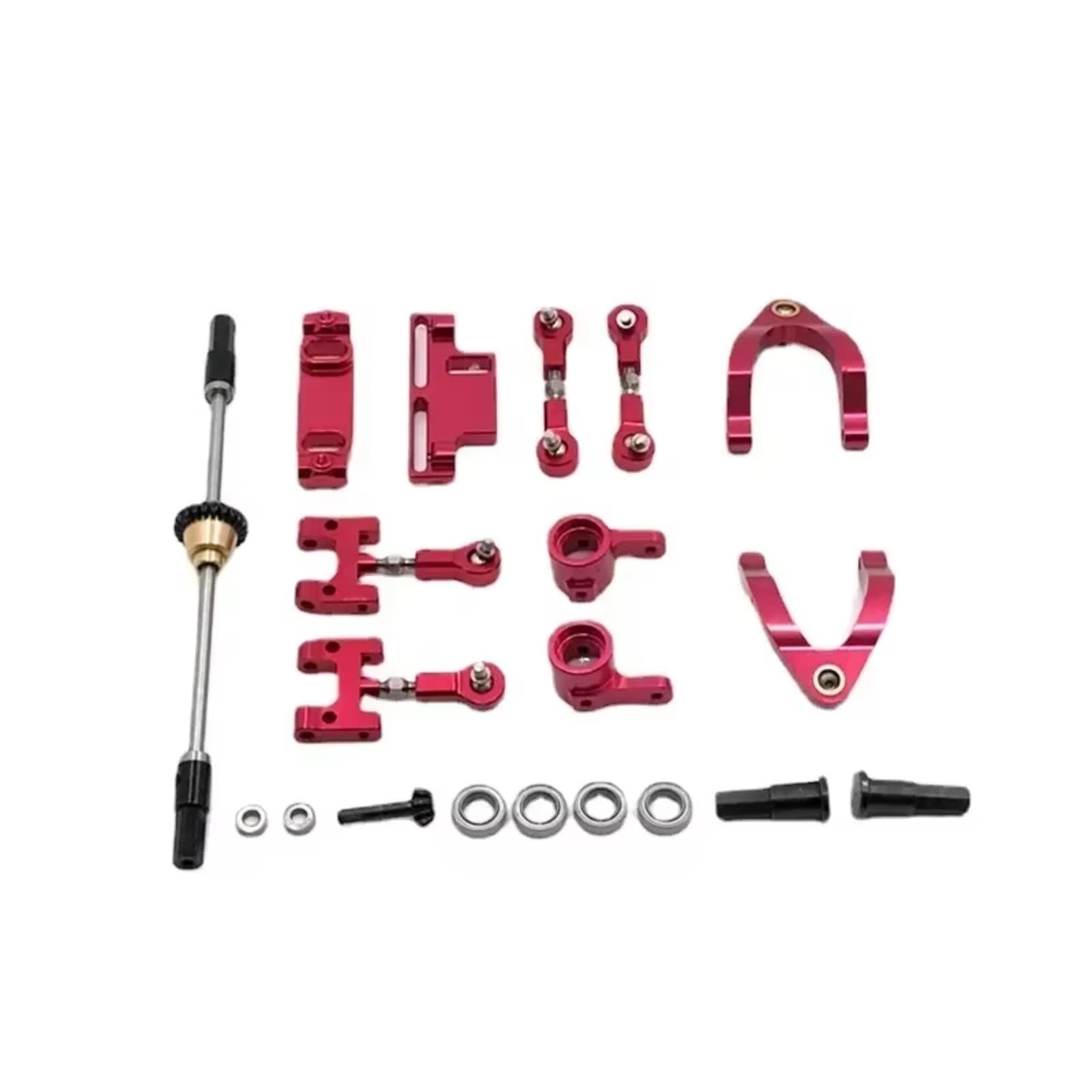 Piezas para Coches RC para WPL D12 1/10 RC Coche Piezas Metálicas, Inferior para Brazo Oscilante Conectores Hexagonales De La Copa Dirección Poner(Red)