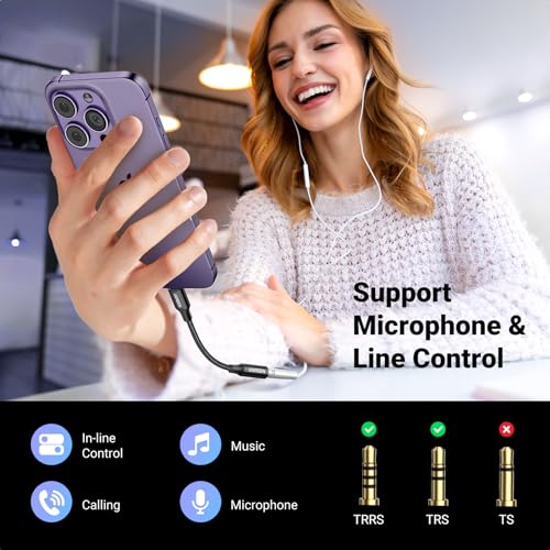 Image of UGREEN Headphone Adapter for iPhone Lightning to 3.5mm Adapter Apple MFi Certified Lightning Aux Audio Jack Dongle Compatible with iPhone 14 Pro Max /14 Plus /13 12 11 Pro Max /SE /XS, Black