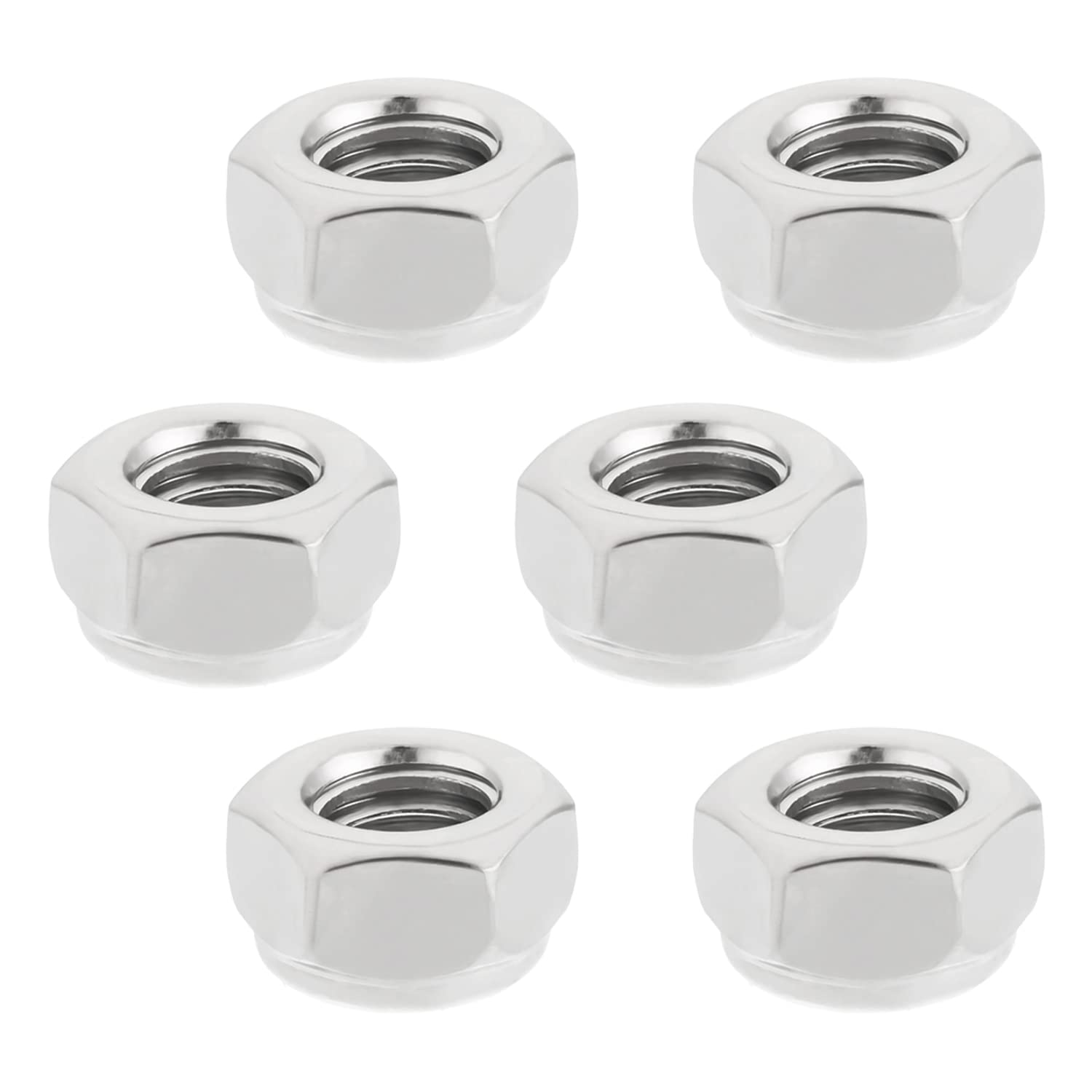 Juvielich 6Pcs M8x1.25mm Nylon Insert Hex Lock Nuts,304 Stainless Steel No Surface Treatment Hex Self Clinching Nuts
