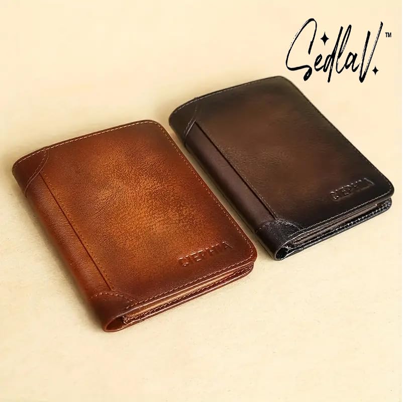 SEDLAV Men's Genuine Leather RFID Wallet - Vintage Thin Multi-Function Card Holder and Money Clip - Stylish Valentine's Day for Him2