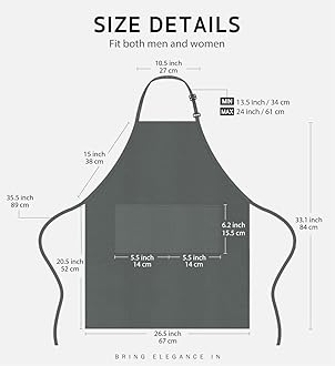 Syntus 2 pack aprons, dark grey, 26.8 × 33.1 inch