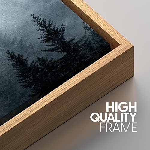 SIGNWIN Framed Canvas Print Wall Art Set Winter Fog Mist Pine Tree Mountain Forest Nature Wilderness Photography Modern Art Landscape Relax/Calm for Living Room, Bedroom, Office - 24"x36"x3 Natural - 3