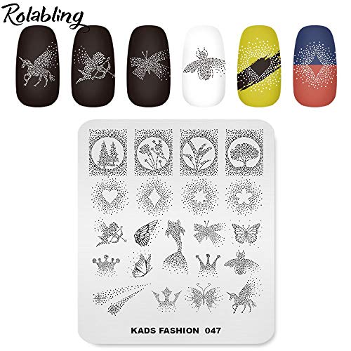Placa de estampagem de unhas, moda, bolinhas, estrela, céu, tema criativo, vários padrões, estampa,
