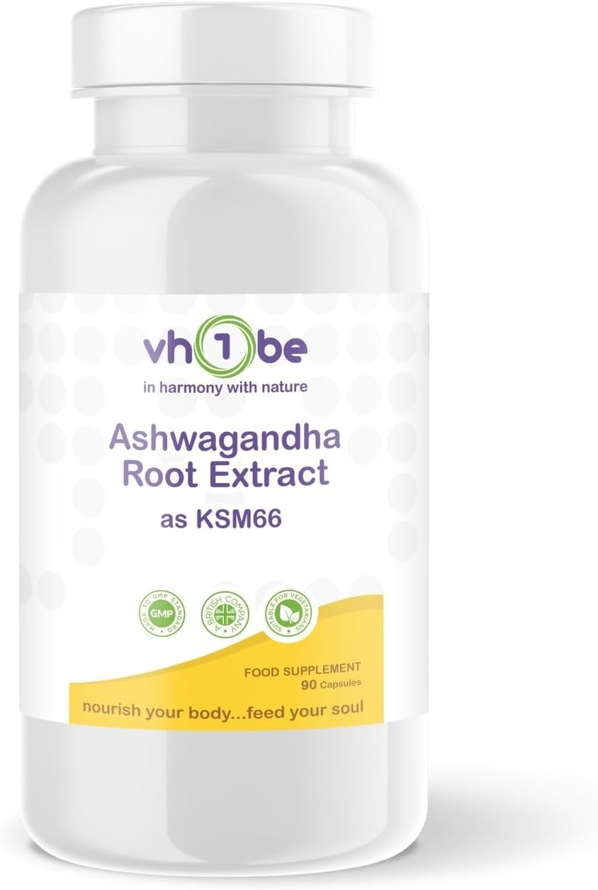 Ashwagandha Capsules 500mg | KSM-66 Root Extract | Ayurvedic Stress Relief & Energy Support | Vegan-Friendly | 90 Capsules | Made in The UK to GMP Standards by vh1be