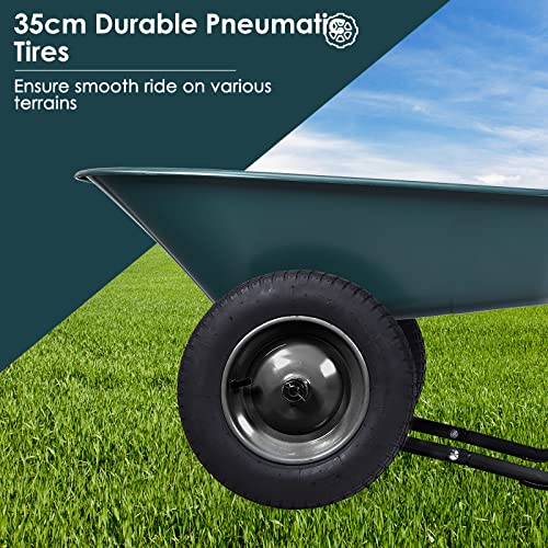 image for Costway Garden Cart, 2-tire Wheelbarrow, Gardening Trolley, Outdoor Du