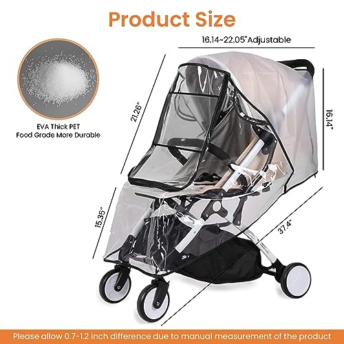 Image of SNOWIE SOFT Baby Stroller Rain Cover Universal Waterproof Windproof Rainproof Stroller Cover for Winter with Open Window, Baby Stroller Cover Protect from Sun Dust Snow, EVA Stroller Accessories