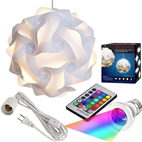 Modern Puzzles Lamp Shade , Self DIY Assembled Puzzle Lights Mordem Lamp Light Iq Lamp Shades L Size (Home Decor Light) (White Lampshade +Remote Control Bulb+Cord)
