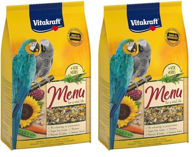 Vitakraft Menü, Papageienfutter, mit Nüssen und Gemüse, mit Vitaminen und Mineralien, ohne Zusatz von Zucker (1x 3kg) (Packung mit 2)