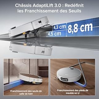 roborock Saros 20 Sonic Aspirateur Robot Laveur avec 36 000 Pa, Lavage de Serpillière VibraRise 5.0, Évite 300+ Obstacles, Doubles Anti-Enchevêtrement, 7,95 cm Mince, Nouvelle Station RockDock, Blanc