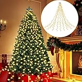BUICXJKZ Lichterkette Weihnachtsbaum - 280 Christbaumbeleuchtung mit Ring, 8 Stränge Tannenbaum Lichterkette, Warmweiß Weihnachtsbaum Lichterkette für Außen & Innen