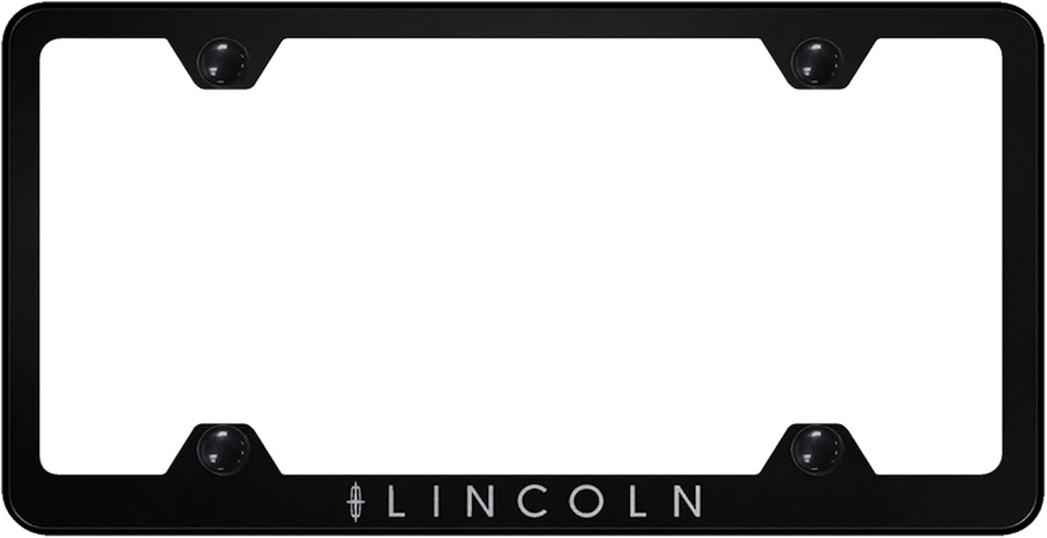 Au-TOMOTIVE GOLD Laser Etched Logo Stainless Steel Wide Body License Plate Frame for Lincoln (Black)
