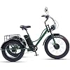 24" Fat Tire Adult Trike 7 Speed, Low Step Through Frame/Large Basket, Adult Cruiser Bike + LCD Display + Headlights