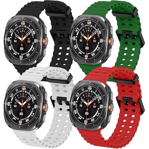 Elaikement 4 Pack Marine Silicone Band for Galaxy Watch Ultra Bands 47mm Men/Women,Waterproof Soft Sport Breathable Strap Compatible with Samsung Watch Ultra Band by Elaikement - Used condition - US$7.35