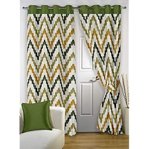Story@Home Topaz Premium Collection Modern Polyester 4 Piece Combo Eyelet Abstract Pattern Ringtop Window Curtains Set…