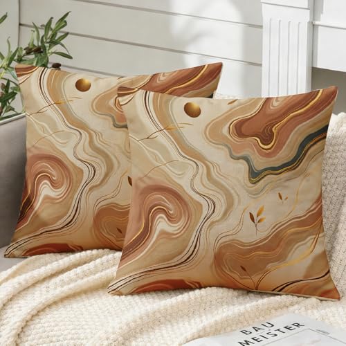 Abstract Marble Accent Pillow Covers Set Of 2, Geometric Gray