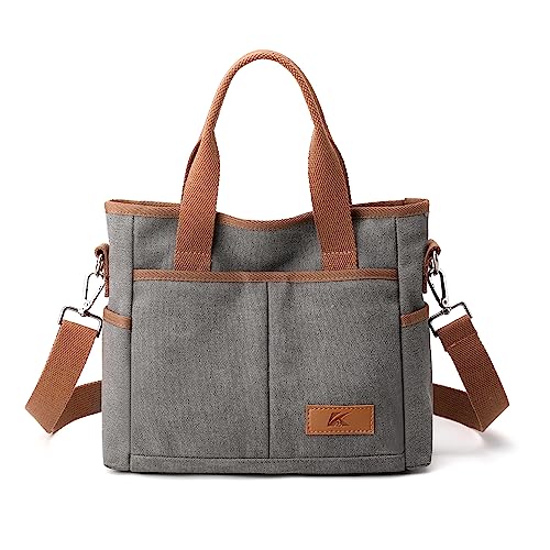 Image of Crossbody Bags for Women Trendy Small Canvas Hobo Tote Top-handle Handbag Multi-pocket Casual Going Out Purse Satchel