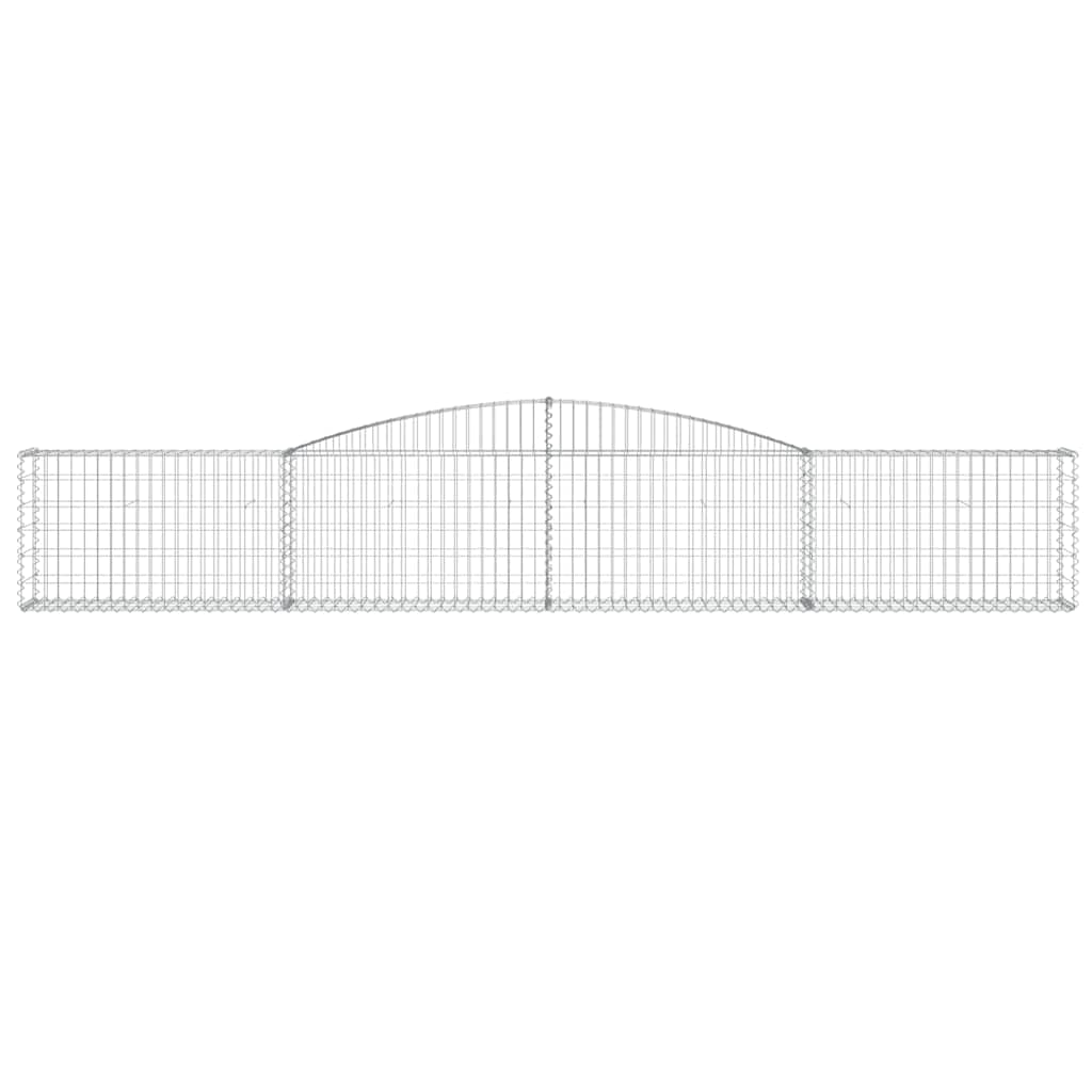 Gaviones con arco alto, 4 unidades, 400 x 30 x 60/80 cm de hierro galvanizado para barreras de jardín y protección visual como pared decorativa insonorizante con construcción estable