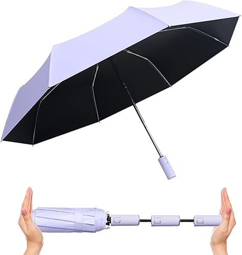 ESUFEIR Paraguas de sol con protección UV, pequeño paraguas de viaje compacto para sol y lluvia, resistente al viento, ligero y portátil, paraguas