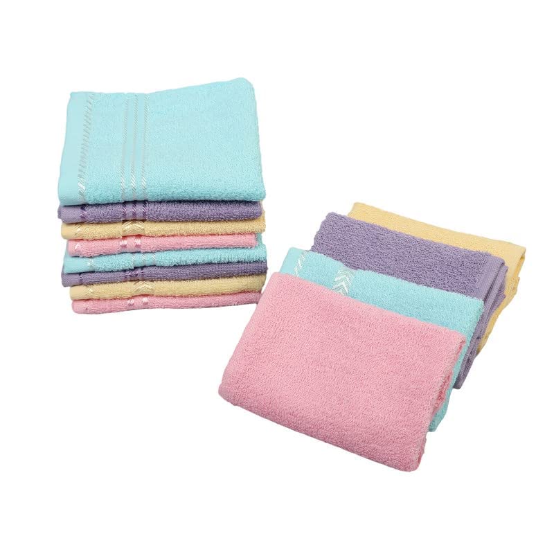 ORAS 100% Cotton Soft & Absorbent Face Towel Set of 6 pcs (Size 25 * 25 cm. Small) Multi Color-image-42