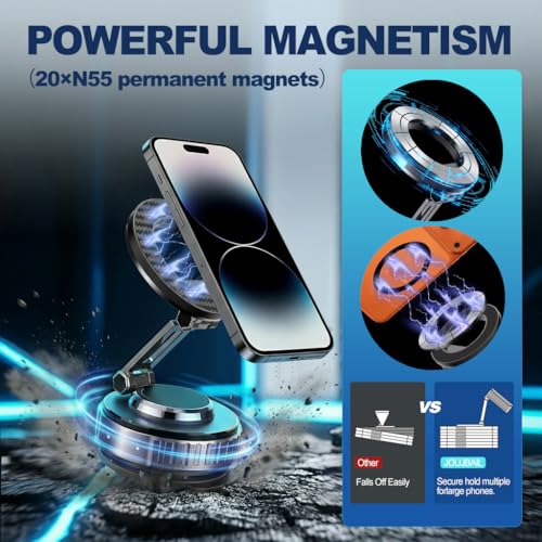 JOUJBAIL 2026 Upgraded Car Phone Holder for Magsafe [108LBS Ultra Suction] 360° Adjustable Vacuum Magnetic Phone Holder, Foldable Cell Phone Mount for iPhone 12-17 Series & Android, Great Gifts by JOUJBAIL - Used condition - Image 3