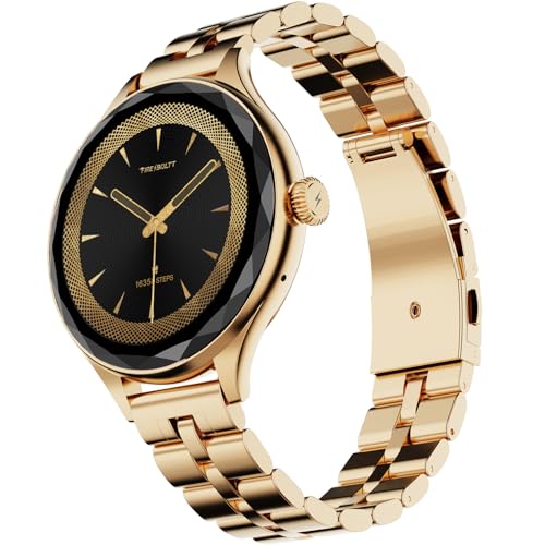 Image of Fire-Boltt Phoenix Aura Women Smart Watch with 1.26 inch Diamond-Cut HD Display, Rotating Crown, Wireless Charging, Bluetooth Calling, Voice Assistant, 120+ Sports Modes - Regal Gold