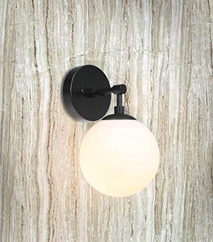 Xinbei Lighting Wall Light 1 Light Vintage Wall Sconce With Globe Glass, Bathroom Vanity Light In Matte Black For Bathroom & Bedroom Xb-W1211-Mbk #TOP5