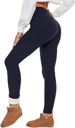 Legins Calientes Mujer LZYVOO Paquete De 2 Leggings Térmicos De Invierno Con Forro Polar Para Mujer, Mallas Gruesas De Terciopelo, Negro / Piel Leggings Con Forro Polar Para Mujer